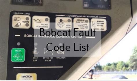 bobcat skid steer fault code list|bobcat t770 fault code list.